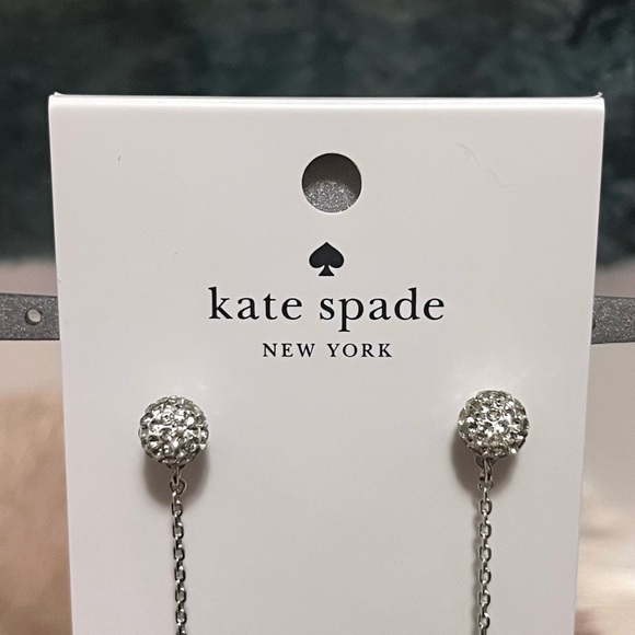 🏷️ kate spade ♠️• razzle dazzle linear dangling silver rhinestone earrings - Picture 3 of 16